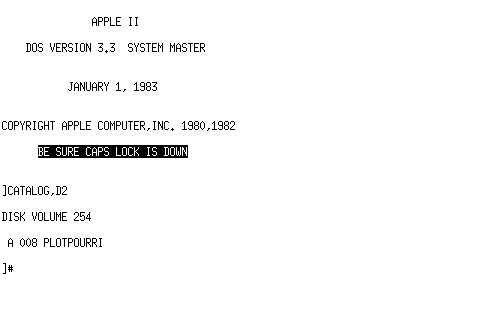 Screenshot of AppleDOS 3.3.