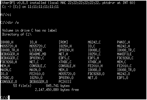 EtherDFS in in pc20iii.