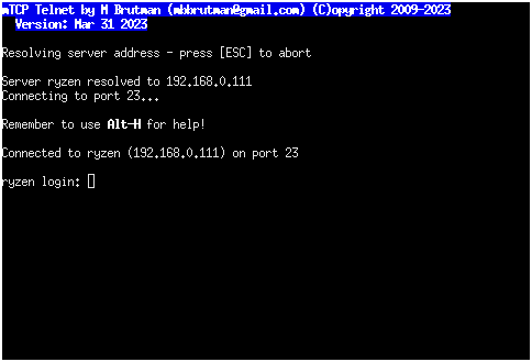 mTCP telnet client in pc20iii.